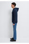 Hooded Zippered Navy Blue Basic Sweatshirt 0S10423-70490 - 5