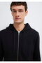 Black Basic Sweatshirt with Hood and Zipper 0S10423-900 - 6
