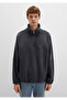 Mock Neck Anthracite Polar Sweatshirt Loose Fit / Comfortable Fit 0110738-80776 - 4