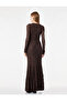 Slim Fit Round Neck Long Sleeve Ruched Long Dress - 4
