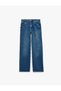 Cotton Regular Cut Buttoned Straight Leg Washed Denim Trousers - Straight Fit Jean - 2