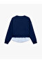 Oversized Sweatshirt with Crew Neck and Slogan Fabric Detail - 7