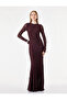 Slim Fit Round Neck Long Sleeve Ruched Long Dress