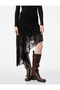 Drapeli Asymmetrical Velvet Floral Patterned Tulle Skirt - 4