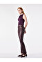 Plum Color Draped Collar Undershirt Slim Fit Sleeveless - 3