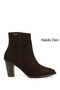 Women's Brown Suede Zippered Pointed Toe Genuine Leather Boots