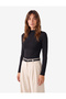Slim Fit Long Sleeve Draped Light High Neck Bodysuit - 2