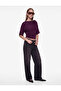 Viscose Blended Layered Collar Off-The-Shoulder Bat Sleeve Plum Color Blouse - 2