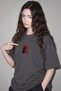 Women's Oversize T-Shirt Noir Cat Printed Smoked – Crew Neck, Comfortable Fit, 100% Cotton - 5