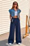 Navy Blue Wide Leg Women's Sweatpants Mg2279