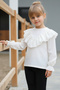 Girl's Ecru V Ruffled Long Sleeve Blouse Shirt Body - 3