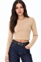 Mixray Long Sleeve Basic Crop Knitwear Blouse