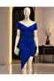 Crepe Fabric Shoulder Detailed Mini Dress Cobalt Blue 582879 - 2