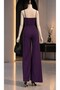 Crepe Fabric Strap Neck and Slit Detailed Jumpsuit 582232 Purple - 5