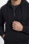 Men's Black Hooded Jacket Relax Fit Comfortable Cut Cotton 2-Thread Inner Fleece Double Pocket Zippered Cardigan - 4