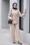 Cotton Crinkle Suit with Tunnel Lacing and Elastic Waistband Trousers - Stone Color