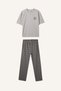 Boxy Fit Short Sleeve Printed Top Checkered Pattern Bottom 2-Piece Pajama Set I3018Ax26Au - 6