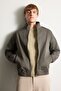 Slim Fit Lined Zippered Khaki Men's Coat D7338Ax/Kh522 - 3