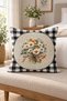 Double-Sided Printed Velvet Texture Gingham and Floral Pattern Throw Pillow Cover - 4