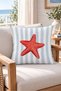 Red Starfish Patterned Striped Double-Sided Printed Suede Decorative Throw Pillow Cover 43X43 - 2