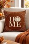 Double-Sided Printed Velvet Texture Autumn and Pumpkin Pattern Throw Pillow Cover - 5