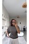 Coffee Ecru Striped Bat Sleeve Knitwear Blouse