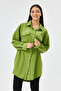 Women's Green Italian Long Velvet Oversize Shirt Tunic 40 - 46 Size - 3