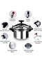 ECO 5 L Pressure Cooker Aluminum Cooking Pot with Lid for Faster Energy-Saving Family Meals, Silver - 7