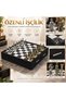 Metal Chess Set with Storage Box, Ottoman Byzantine Figures, Chrome Marble Pattern, 20X20 Cm. Gift Premium - 8