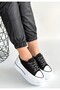 Dalen Premium Black Linen Lace-Up Thick Sole Sports Shoes - 3