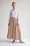Wide Waist Detailed Skirt Khaki