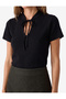 Short-Sleeved Tie-Up Stand-Up Qipao Collar Knitwear Sweater - 4