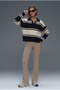 Polo Collar Knitwear Striped Comfort Fit Sweatshirt