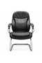 Minister-V Ergonomic Visitor Chair, PU Leather Office Guest Chair with High-Density Foam, Padded Back & Seat, Fixed Chrome Armrests, Strong Cantilever Base, Black, 2-Year Support