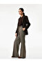 Regular Waist Pocket Belted Straight Wide Leg Plaid Trousers - 2