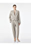 Viscose Blended Pocketed Ornamented Buttoned Long Sleeve High Collar Military Blazer Jacket - 2