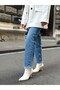 White Stretch (Seth) Pointed Toe 7 cm Thin Heeled Women's Boots - 2