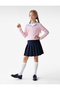 Cotton Long Sleeve V-Neck School Shirt Collar Detailed School T-Shirt - 3