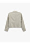Viscose Blended Pocketed Ornamented Buttoned Long Sleeve High Collar Military Blazer Jacket - 8