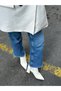 White Stretch (Valery) Pointed Toe 7 cm Thick Women's Heeled Boots - 5