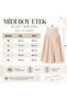 Khaki Beige Midi Skirt - 7