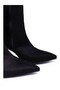 Black Suede Stretch (Seth) Pointed Toe 7 cm Thin Heeled Women's Boots - 7
