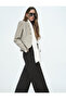 Viscose Blended Pocketed Ornamented Buttoned Long Sleeve High Collar Military Blazer Jacket