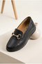 Women's Metal Buckle Loafer Shoes, Wedge Sole, Orthopedic Ballet Flats, Comfortable Daily and Office Shoes - 2