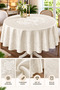 Jumbo Carefree Cream Jacquard Round Tablecloth 160X160 cm 100% Polyester Fabric Dirt Stain Resistant - 2