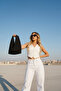Black Plain Fabric Small Size Hobo Model Handbag - 5