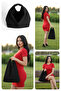 Black Plain Fabric Small Size Hobo Model Handbag - 8