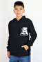 Boy's Sweatshirt with Letter a Embroidery and Emblem, Ages 9-14, Black - 2