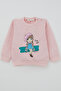 Girl's Sweatshirt Cute Girl Printed 1.5-5 Years, Salmon Melange