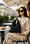 Black Plain Fabric Small Size Hobo Model Handbag - 2